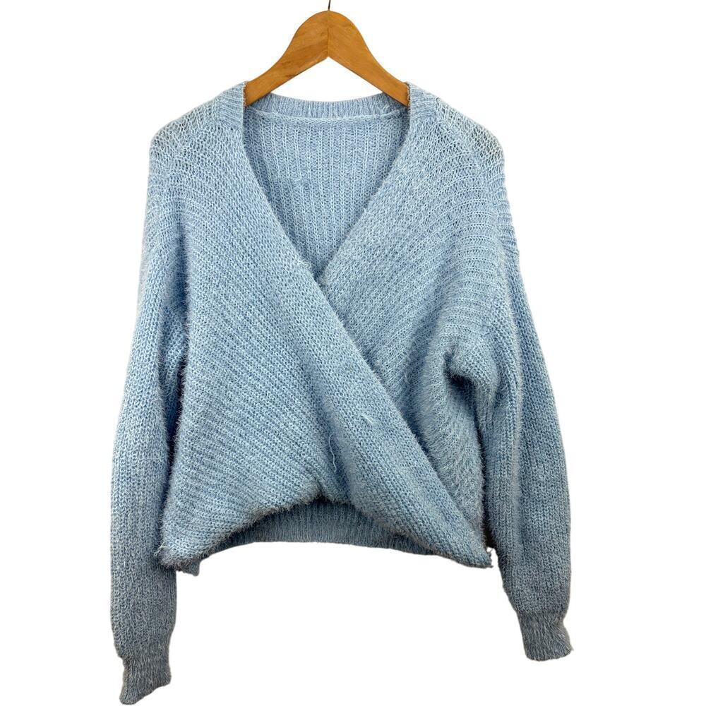 Rue 21 Light Blue Plush Cross Wrap Top‎ SMALL